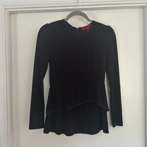 Black A-Symmetrical Long-Sleeve Blouse -- XS